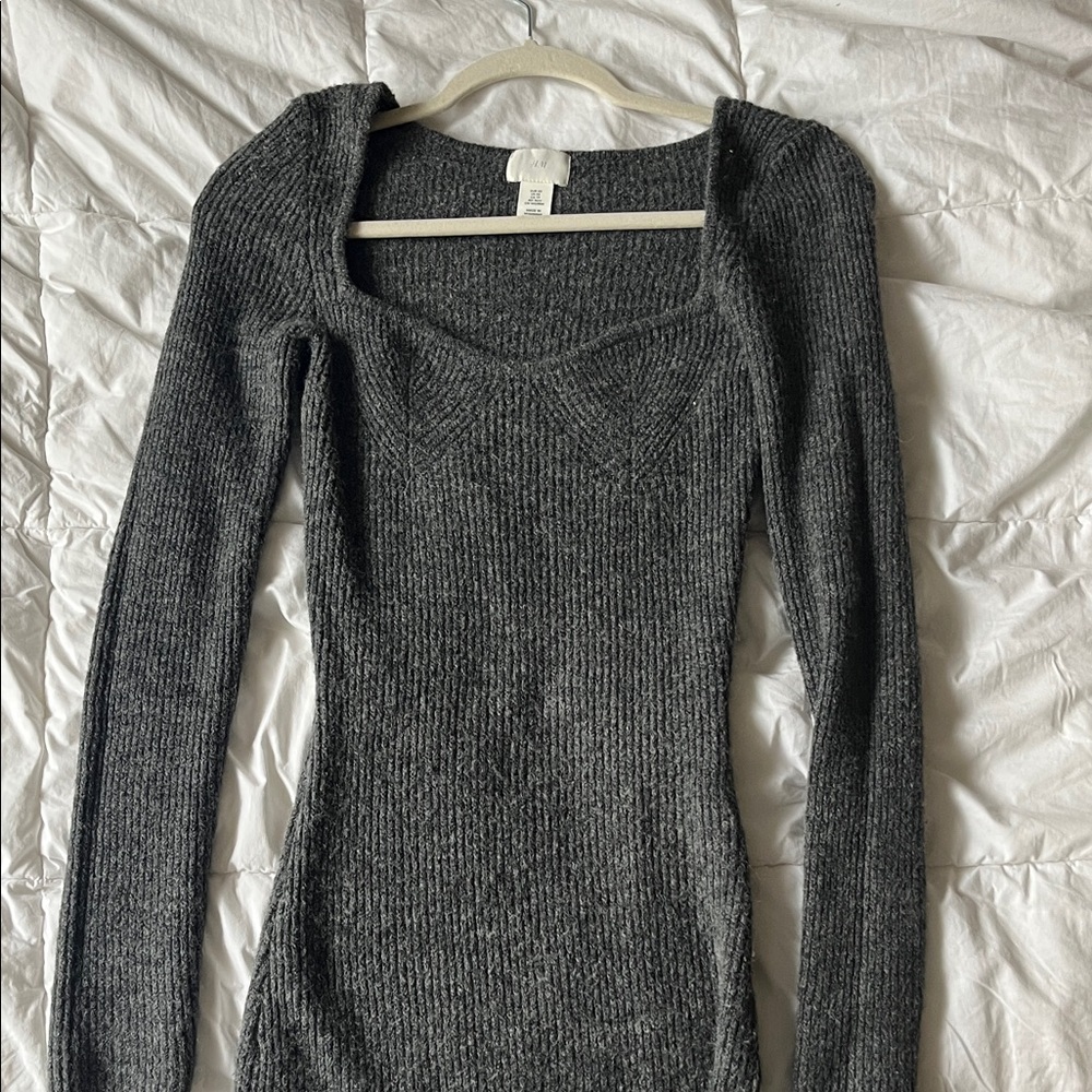 H&M Charcoal Off-the-Shoulder Sweater